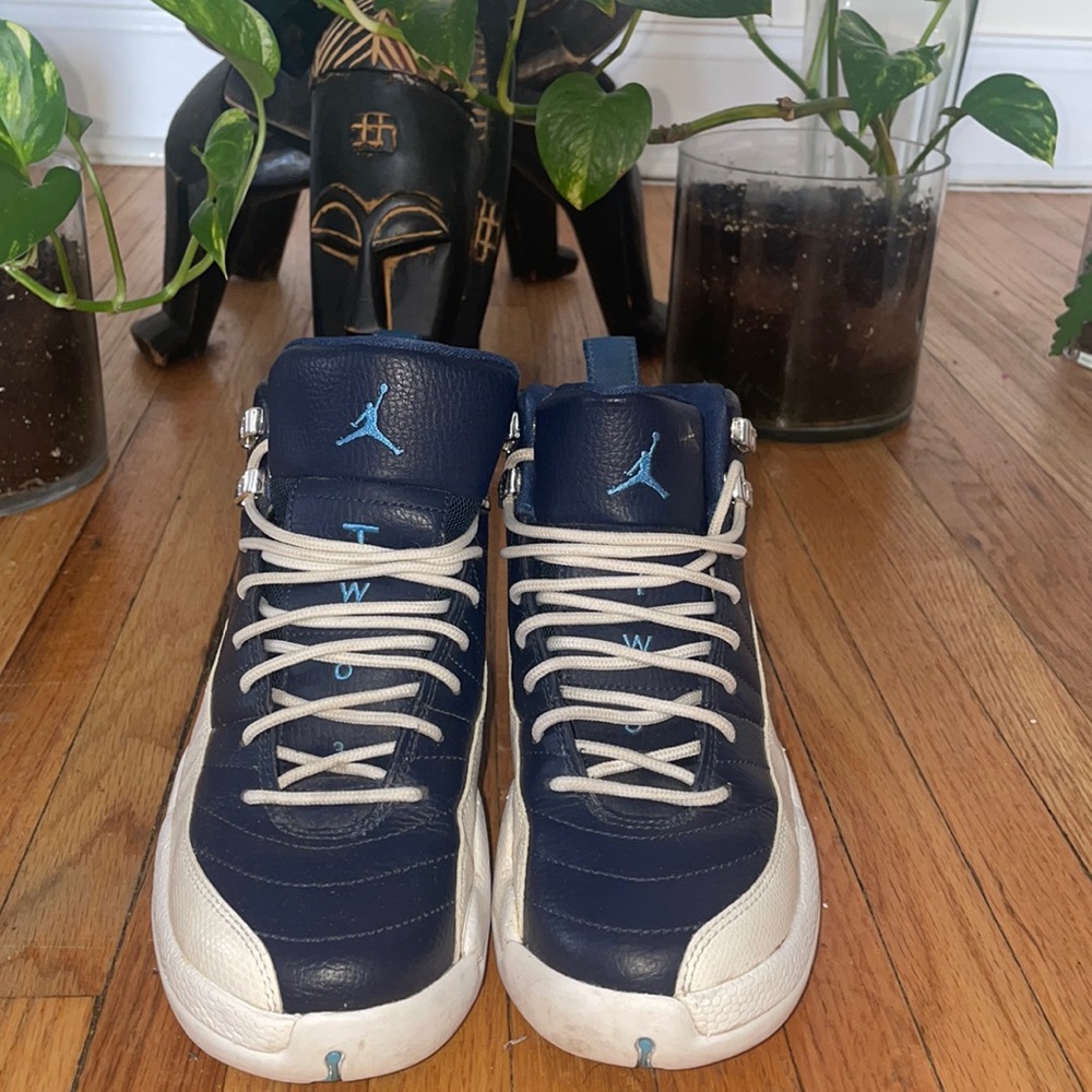 Size 6 blue and white Jordan 12’s